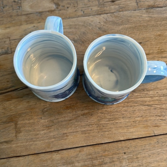 Two Anthropologie Marbled Monogram Coffee Tea Mug Blue White "B” Initial - Picture 5 of 6